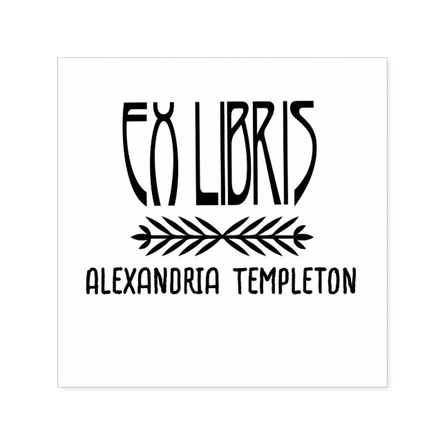 Botanisches Ex Libris Art Deco Text #3 Bibliothek  Permastempel (Design)