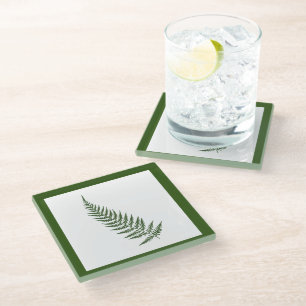 Botanisches Federblatt - Mix und passende Farbe Glasuntersetzer