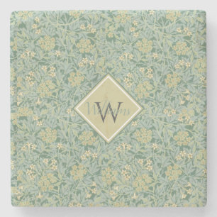 Botanisches florales antikes Muster Teal und Gelb Steinuntersetzer