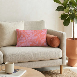 Botanisches florales Boho Art Design in Rosa und R Lendenkissen