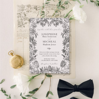 Botanisches florales Elegant Festliche Hochzeit Einladung