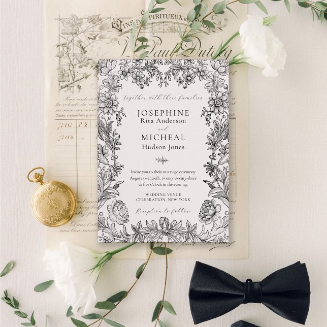 Botanisches florales Elegant Festliche Hochzeit Einladung (Von Creator hochgeladen)