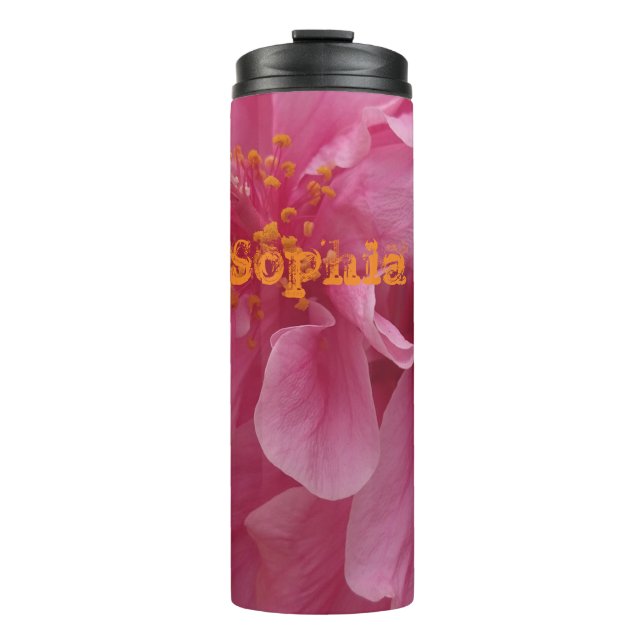 Botanisches florales Elegant Modernes Chic Pink Mo Thermosbecher (Vorderseite)
