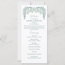 Botanisches Florales Grünes Hochzeitsprogramm
