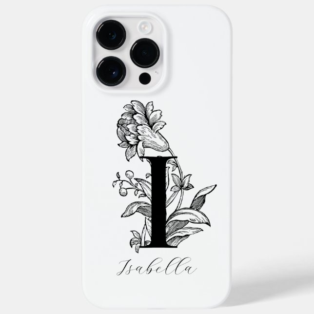 Botanisches florales Monogramm Buchstabe I Case-Mate iPhone 14 Pro Max Hülle (Rückseite)