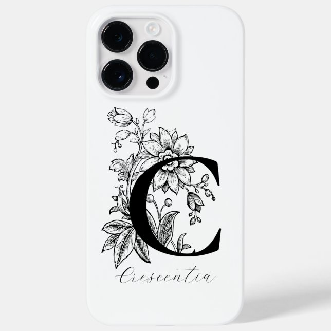 Botanisches florales Monogramm Buchstaben C Name Case-Mate iPhone 14 Pro Max Hülle (Rückseite)