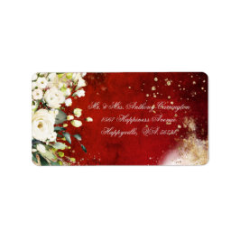 Botanisches florales Rustikales Rotes Hochzeitstic Adressaufkleber