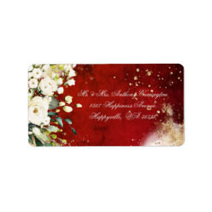 Botanisches florales Rustikales Rotes Hochzeitstic Adressaufkleber