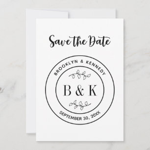 Botanisches Florales Spaß Monogramm Hochzeitspaar  Save The Date