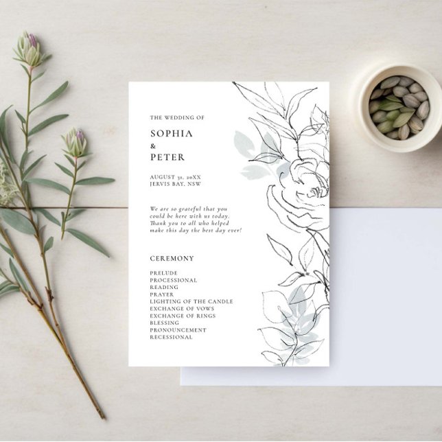 Botanisches Foliage Sketch-Zeremonie-Programm (Von Creator hochgeladen)