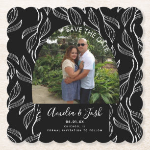 Botanisches Foto aus gezogenem Leaf Save the Date Untersetzer