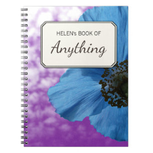 Botanisches Foto-blaue Mohnblume personalisiert Notizblock
