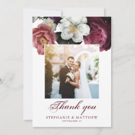 Botanisches Foto Hochzeit des Burgund Blush Dankeskarte