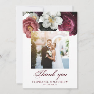 Botanisches Foto Hochzeit des Burgund Blush Dankeskarte