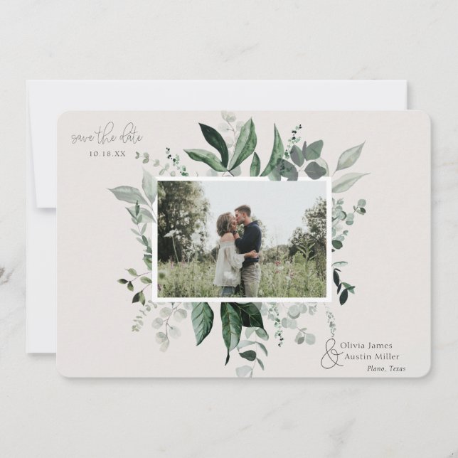 Botanisches Foto mit Blattgrün Save the Date (Vorderseite)