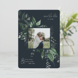 Botanisches Foto mit Blattgrün Save the Date