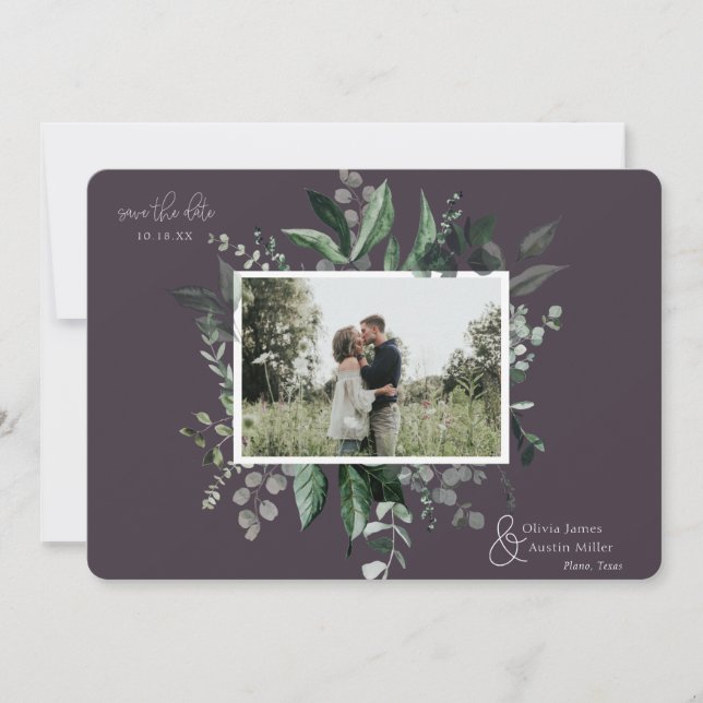 Botanisches Foto mit Blattgrün Save the Date (Vorderseite)