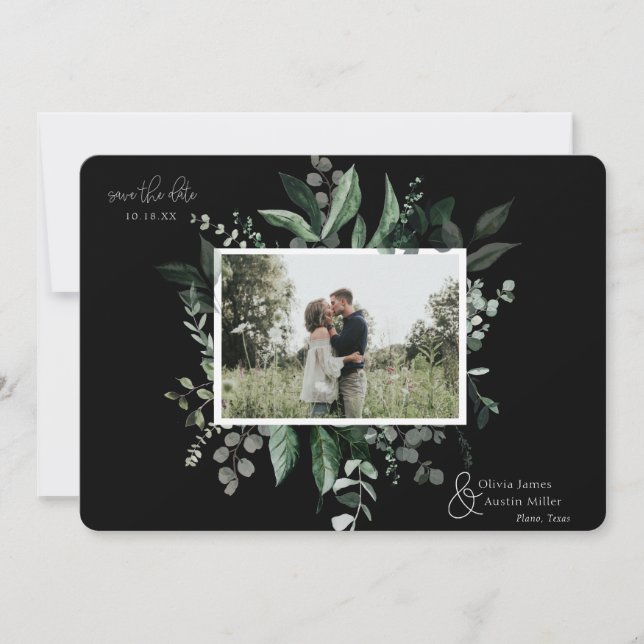Botanisches Foto mit Blattgrün Save the Date (Vorderseite)