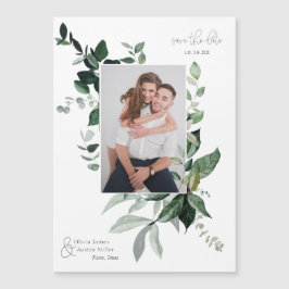 Botanisches Foto mit Blattgrün Save the Date Magnetkarte
