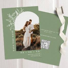 Botanisches Foto mit floralen Bögen QR-Kodierung H Save The Date