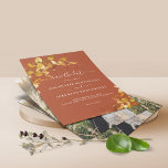 Botanisches Foto Orange Burnt Orange Save the Date Flyer<br><div class="desc">BUDGET FLYER Modern Burnt Orange Eukalyptus Greenery Wedding Foto Save the Date mit Ihrem Verlobung Foto und unserem schönen Kalifornien (Western) eukalyptus grün, moderne botanische Efeu Grüne und moderne Typografie. Elegant modern, zeitlos und klassisch. Ideal für Herbst- oder Herbstankündigungen der Verlobung. Dieses Design verbindet die natürlichen Elemente Eukalyptus und Efeu...</div>