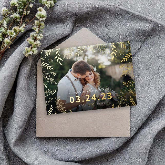 Botanisches Foto Overlay Save the Date Folieneinladung (Von Creator hochgeladen)
