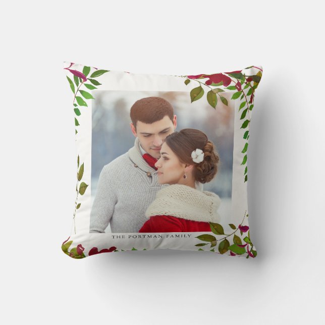 Botanisches Foto und Name Pillow Kissen (Vorderseite)