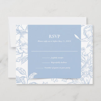 Botanisches Französisch Blaues Blumenhochzeit RSVP Karte