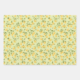 Botanisches Frucht-Zitronenfrucht- und Picknickest Geschenkpapier Set