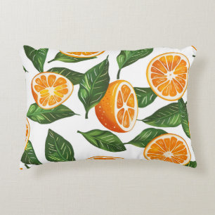 Botanisches Fruchtorange Citrus Nahtloses Muster Dekokissen