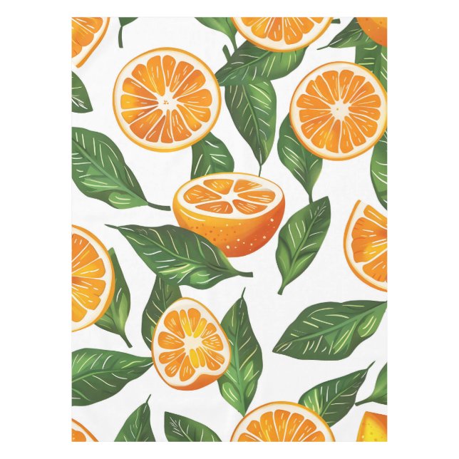 Botanisches Fruchtorange Citrus Nahtloses Muster Tischdecke (Vorderseite)