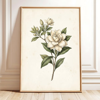 Botanisches Gardenia Cottage-Hausdekor Poster