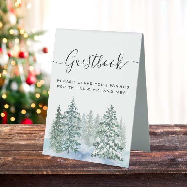 Botanisches Gästebuch rustikales Pine Trees Lanter Tischaufsteller (Winter Rustic Pine Trees Lantern Botanical Wedding Party Supplies)