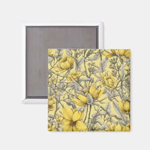 Botanisches gelbes Blumenmuster Magnet