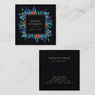 Botanisches Gemälde mit Blumen Moderne Quadratische Visitenkarte