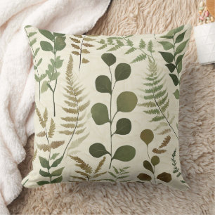 Botanisches gepresstes Blätter-Muster – Farn-Druck Kissen
