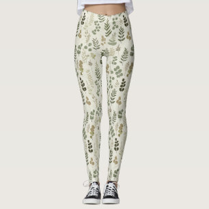 Botanisches gepresstes Blätter-Muster – Farn-Druck Leggings