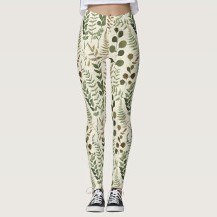 Botanisches gepresstes Blätter-Muster – Farn-Druck Leggings