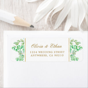 Botanisches Gold-Grün Script Rücksendeadresse