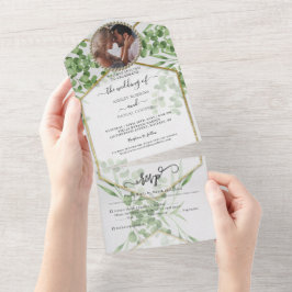 Botanisches Gold Hochzeit in einem I All In One Einladung