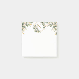 Botanisches Gold-Monogramm personalisierte Schreib Post-it Klebezettel
