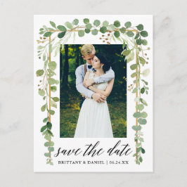 Botanisches Gold-Save the Date Foto Ankündigungspostkarte