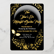 Botanisches Gold Silvester Party Einladung Foi