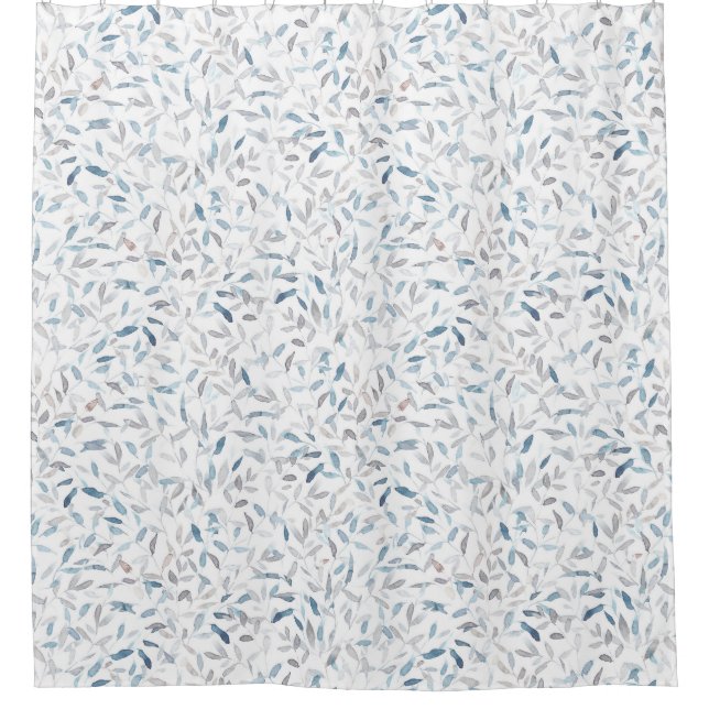 Botanisches graublaues Blätter in Aquarellfarbe Duschvorhang (Vorderseite)