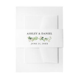 Botanisches Grün der Hochzeitswasserfarbe Einladungsbanderole
