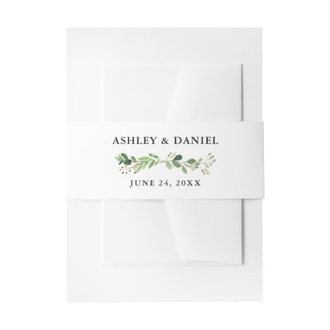 Botanisches Grün der Hochzeitswasserfarbe Einladungsbanderole (Vorderseite Beispiel)
