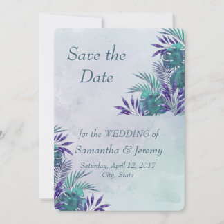 Botanisches Grün der Wasserfarbe Save the Date