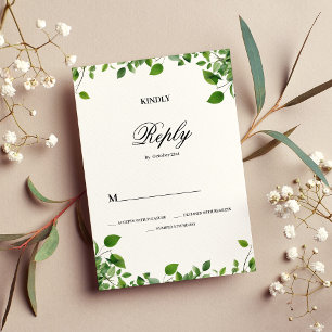 Botanisches Grün, einfache Hochzeit RSVP Einladung
