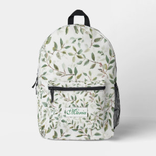 Botanisches Grün Eukalyptus-Monogramm  Bedruckter Rucksack
