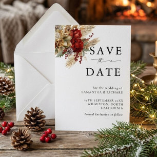 Botanisches Grün Eukalyptus Weihnachtshochzeit Save The Date